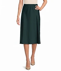Donna Karan Satin Charmeuse A-Line Midi Skirt