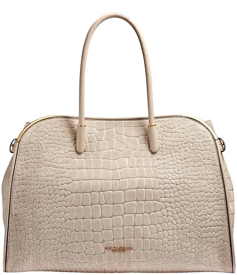 Donna Karan Satin Croc Suede Tote Bag