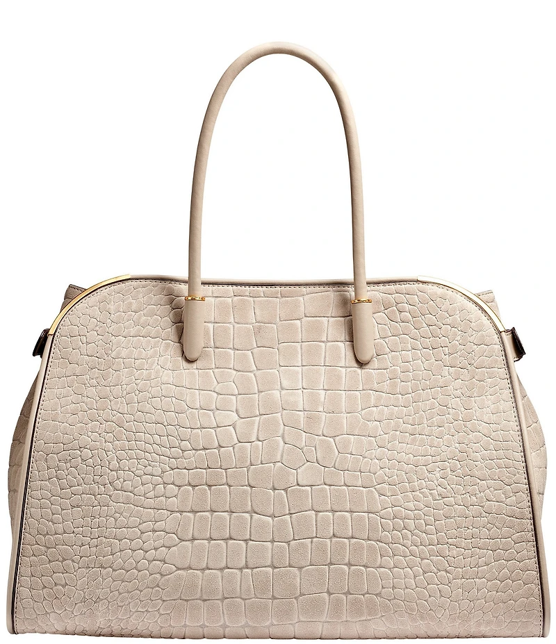 Donna Karan Satin Croc Suede Tote Bag