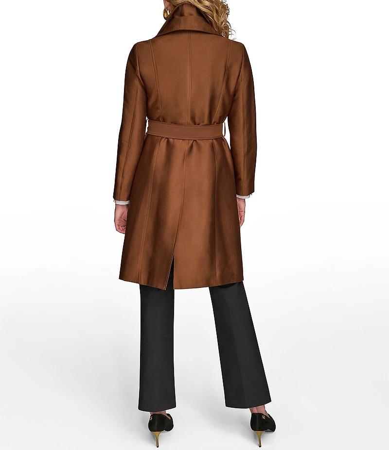 Donna Karan Satin Double Collar Belted Trench Coat