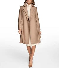 Donna Karan Satin Double Collar Belted Trench Coat