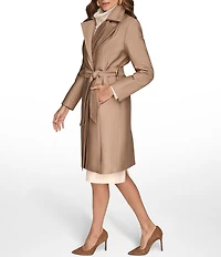Donna Karan Satin Double Collar Belted Trench Coat