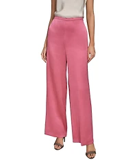 Donna Karan Satin Flat Front Wide Leg Pants