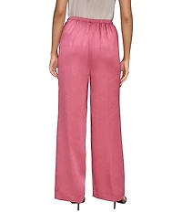 Donna Karan Satin Flat Front Wide Leg Pants