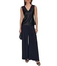 Donna Karan Satin Knit V-Neck Sleeveless Top