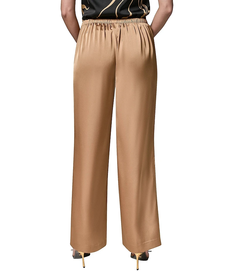Donna Karan Satin Mid Rise Flat Front Wide Leg Coordinating Pants