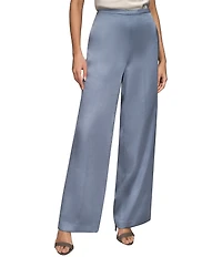 Donna Karan Satin Pull On Wide Leg Pants