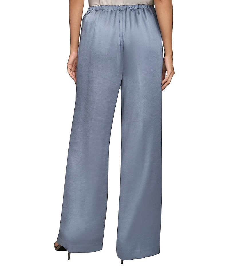 Donna Karan Satin Pull On Wide Leg Pants