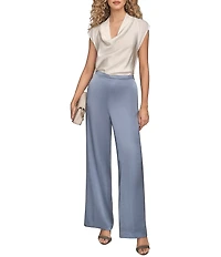 Donna Karan Satin Pull On Wide Leg Pants