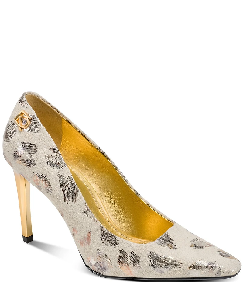 Donna Karan Savita Brushstroke Metallic Pointed Toe Dress Pumps