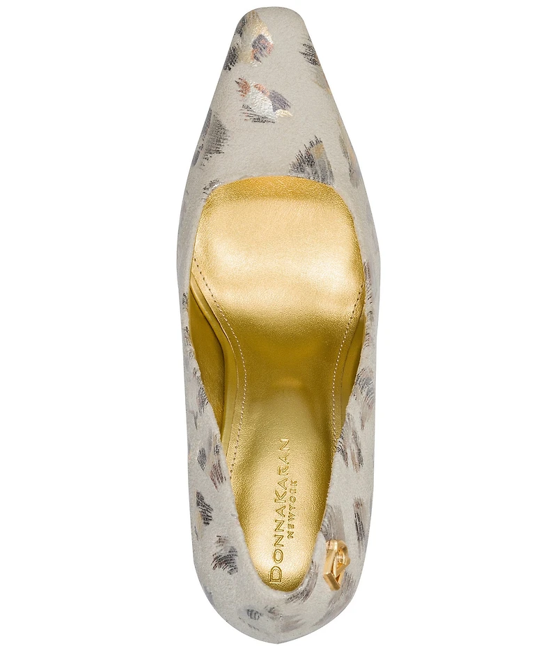 Donna Karan Savita Brushstroke Metallic Pointed Toe Dress Pumps