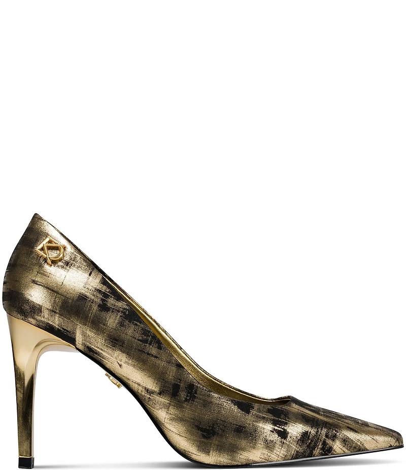 Donna Karan Savita Brushstroke Metallic Pointed Toe Dress Pumps