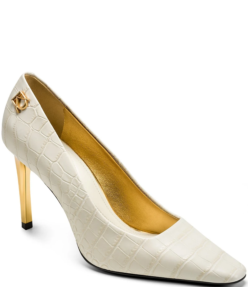 Donna Karan Savita Croco Print High Heel Pumps