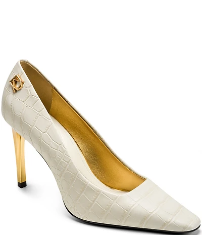 Donna Karan Savita Croco Print High Heel Pumps