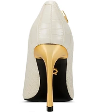 Donna Karan Savita Croco Print High Heel Pumps