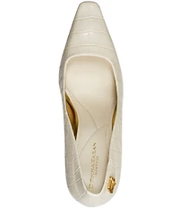 Donna Karan Savita Croco Print High Heel Pumps