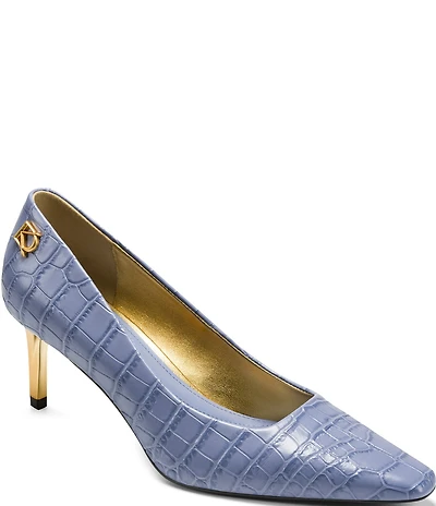 Donna Karan Savita Mid Croco Print Pumps