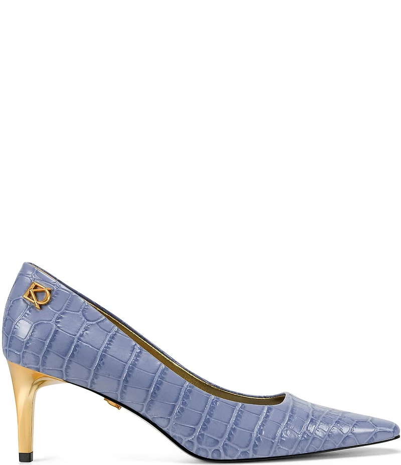 Donna Karan Savita Mid Croco Print Pumps