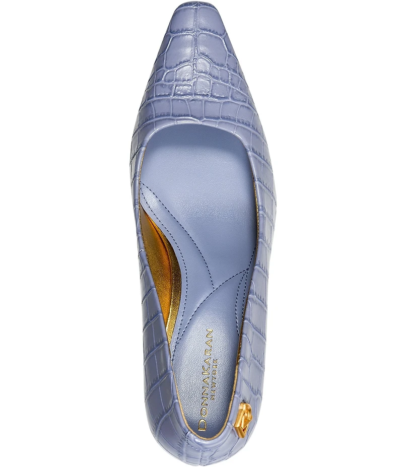 Donna Karan Savita Mid Croco Print Pumps
