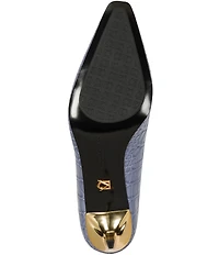 Donna Karan Savita Mid Croco Print Pumps