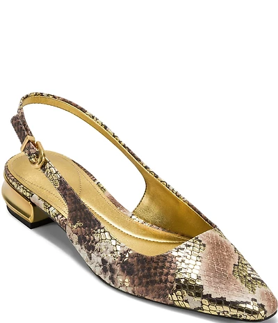 Donna Karan Savita Snake Print Slingback Pumps