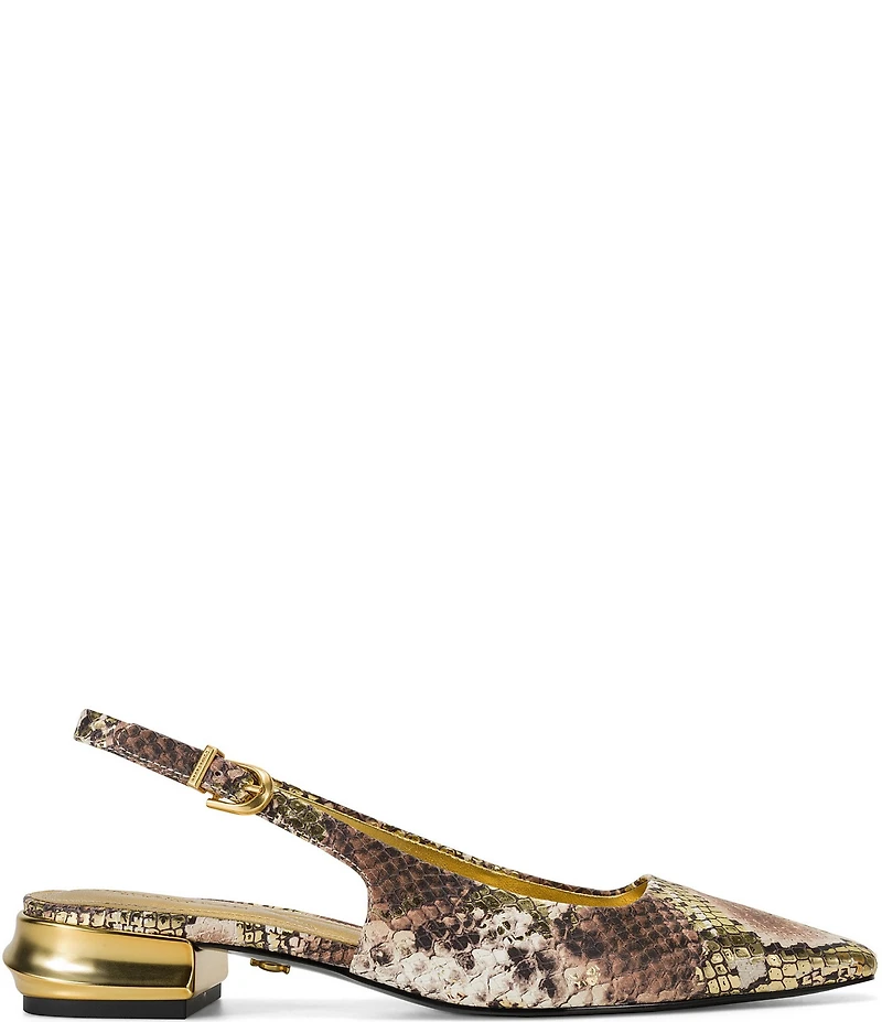 Donna Karan Savita Snake Print Slingback Pumps