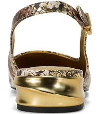 Donna Karan Savita Snake Print Slingback Pumps