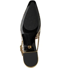 Donna Karan Savita Snake Print Slingback Pumps