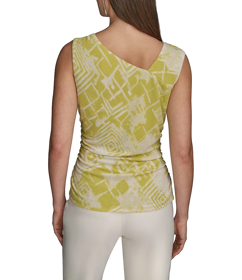 Donna Karan Scoop Neck Asymmetric Shoulder Ring Sleeveless Top