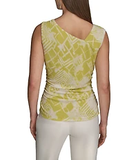 Donna Karan Scoop Neck Asymmetric Shoulder Ring Sleeveless Top