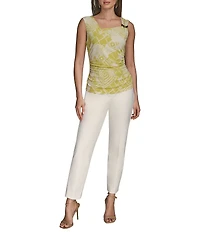 Donna Karan Scoop Neck Asymmetric Shoulder Ring Sleeveless Top