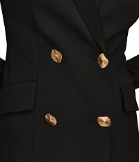 Donna Karan Scuba Crepe Twill And Satin Long Sleeve Notched Collar Button Front Dress