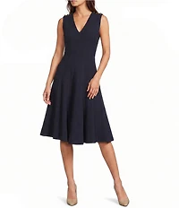 Donna Karan Scuba Crepe V-Neck Sleeveless Dress