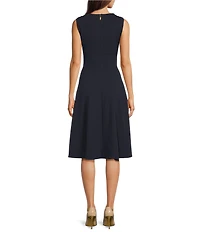 Donna Karan Scuba Crepe V-Neck Sleeveless Dress