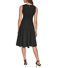 Donna Karan Scuba Crepe V-Neck Sleeveless Midi Dress