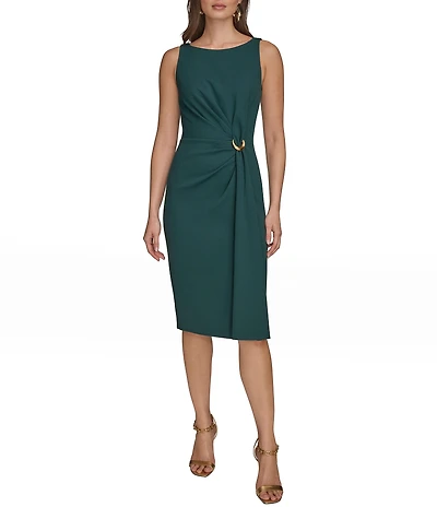 Donna Karan Scuba Crepe Wrap Midi Dress