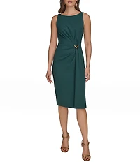 Donna Karan Scuba Crepe Wrap Midi Dress