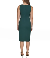 Donna Karan Scuba Crepe Wrap Midi Dress