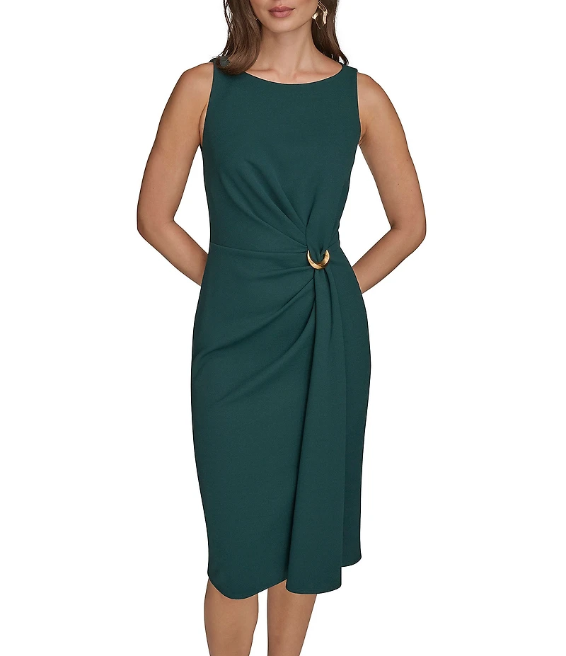 Donna Karan Scuba Crepe Wrap Midi Dress
