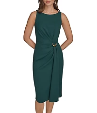 Donna Karan Scuba Crepe Wrap Midi Dress