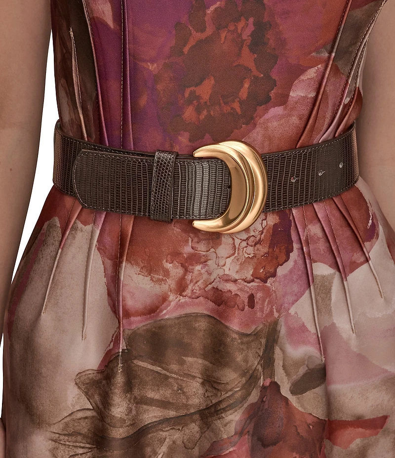 Donna Karan Scuba Floral Print Sleeveless Belted A-line Dress