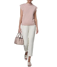 Donna Karan Sequin Knit Asymmetric Mock Neck Sleeveless Top