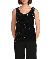 Donna Karan Sequin Scoop Neck Sleeveless Cami