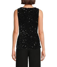 Donna Karan Sequin Scoop Neck Sleeveless Cami