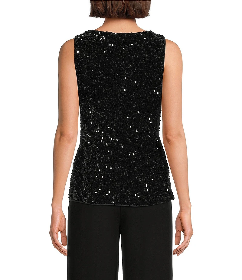 Donna Karan Sequin Scoop Neck Sleeveless Cami