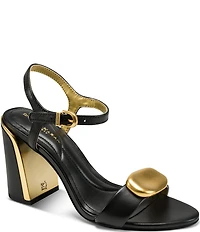Donna Karan Seraphina Leather Ornamented Ankle Strap Dress Sandals