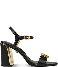 Donna Karan Seraphina Leather Ornamented Ankle Strap Dress Sandals