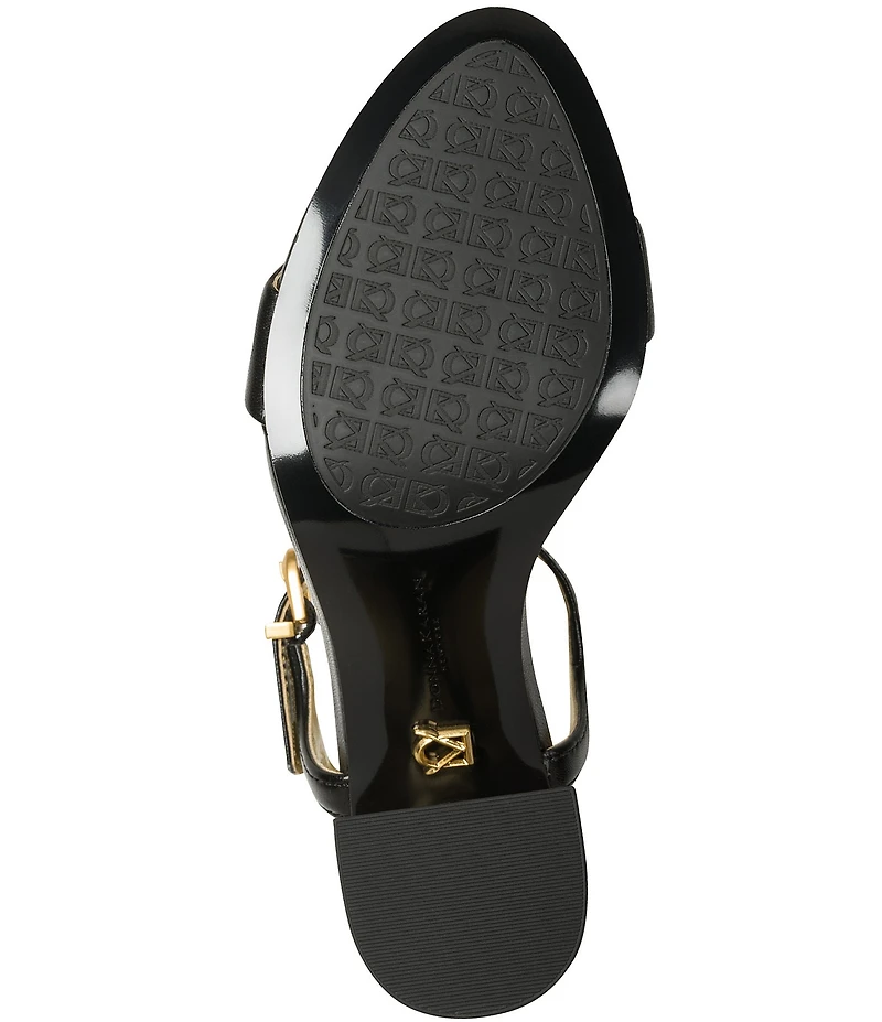 Donna Karan Seraphina Leather Ornamented Ankle Strap Dress Sandals