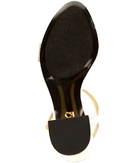 Donna Karan Seraphina Metallic Leather Ankle Strap Block Heel Dress Sandals