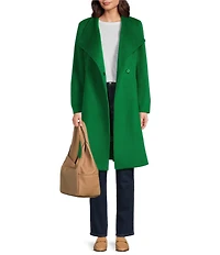 DKNY by Donna Karan Shawl Collar One Button Wool Blend Coat